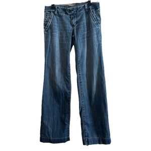 80’s American Eagle Jeans Women’s 8L Blue Low Rise Wide Leg Distressed Hipster